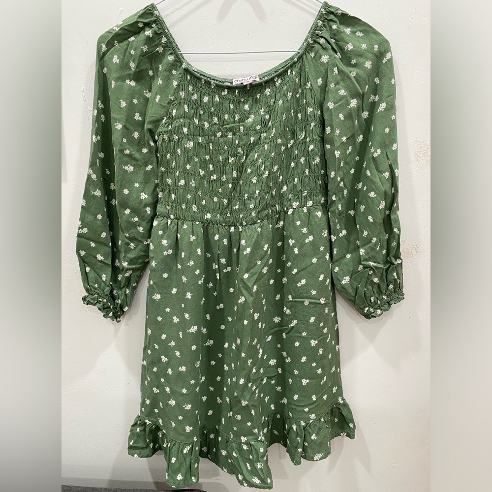 Chenault Green Floral Smocked Top